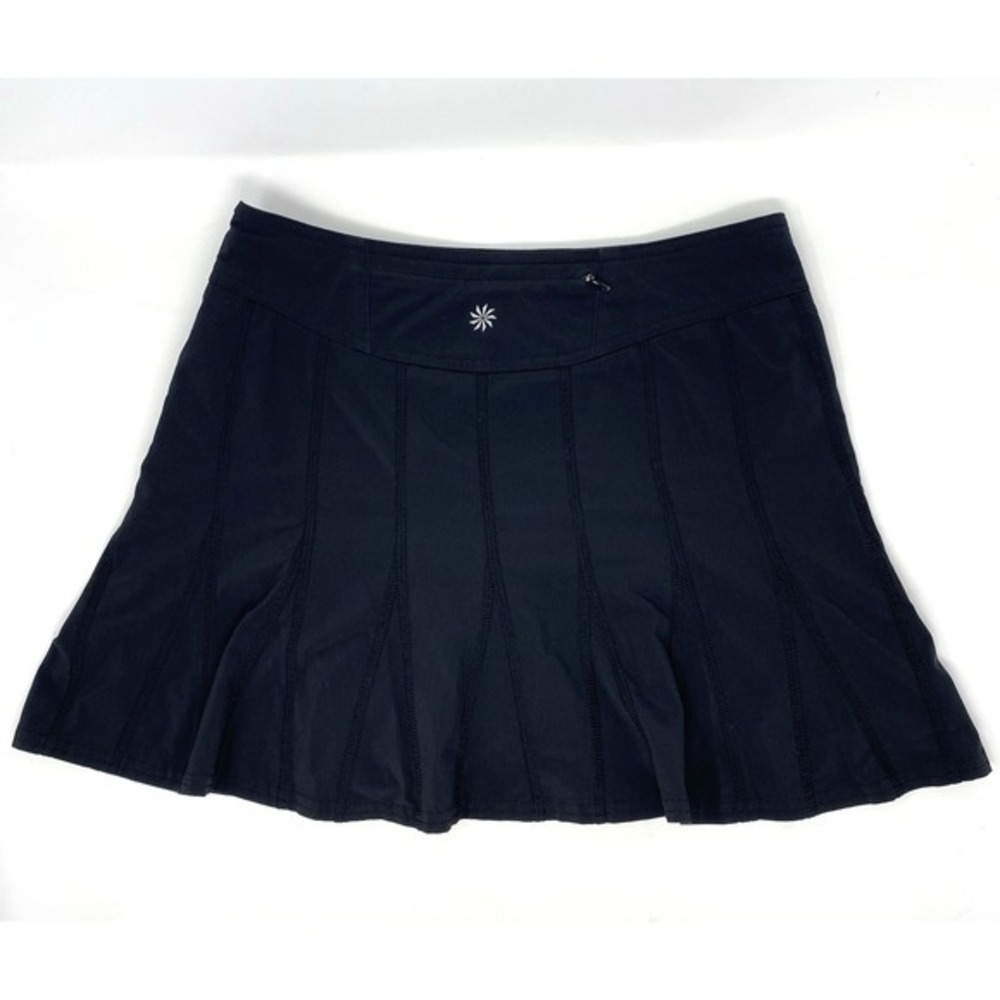 Athleta Skirt Womens 2 Black Tennis Skort Pleated A‎ Line Preppy Pickleball